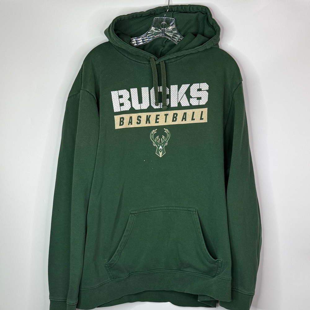 Vintage NBA Milwaukee Bucks Basketball Green Hooded Sweatshirt Size XXL